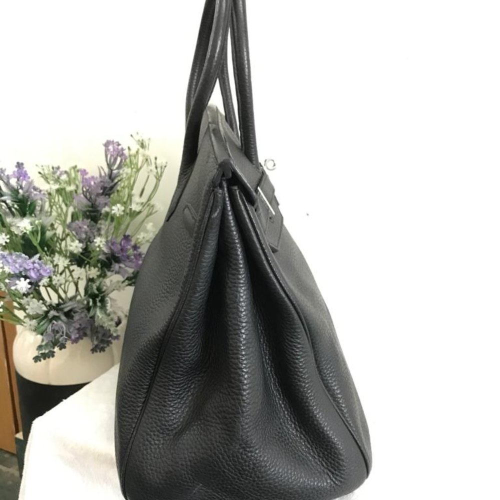 Hermes Birkin Handbag Noir Clemence with Palladium Hardware 35 Black - Picture 8 of 11